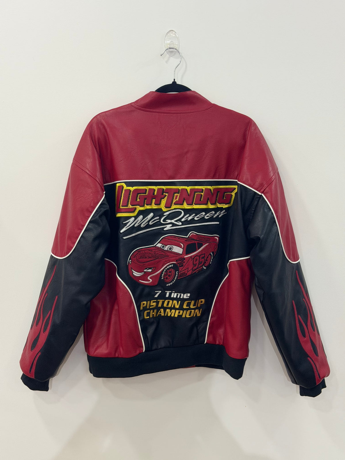 Disney Pixar Cars Lightning McQueen Faux Leather Racing Jacket Large