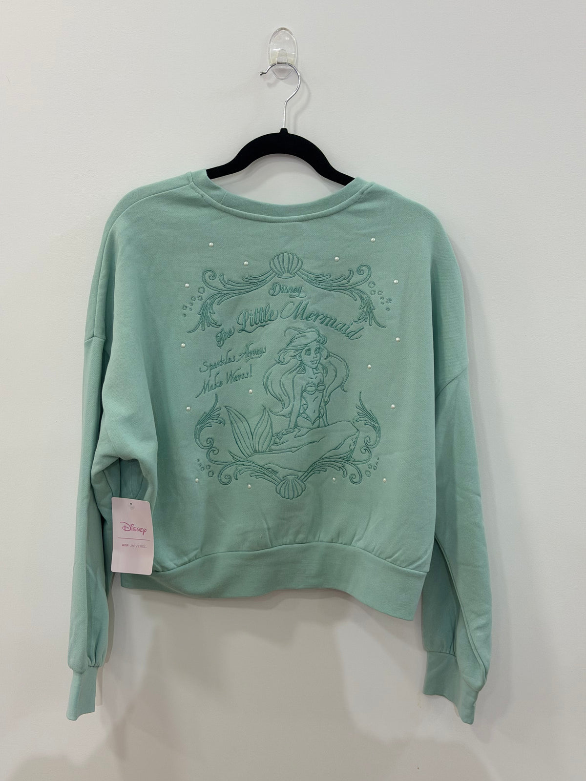 Disney The Little Mermaid Ariel Embroidered Cropped Crewneck Medium