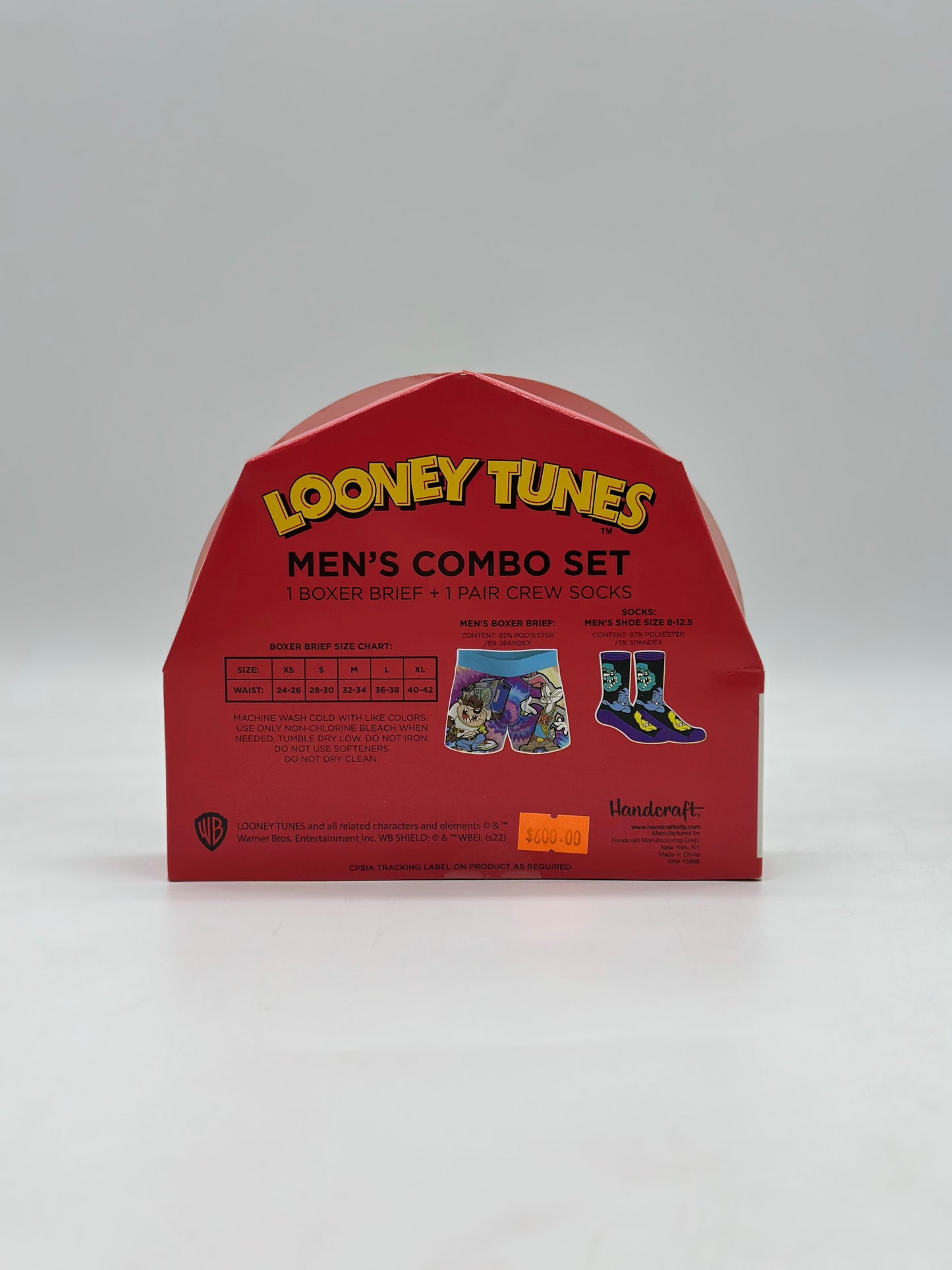 Looney Tunes Men’s Combo Set Boxer Brief + 1 Pair Crew Socks Size S