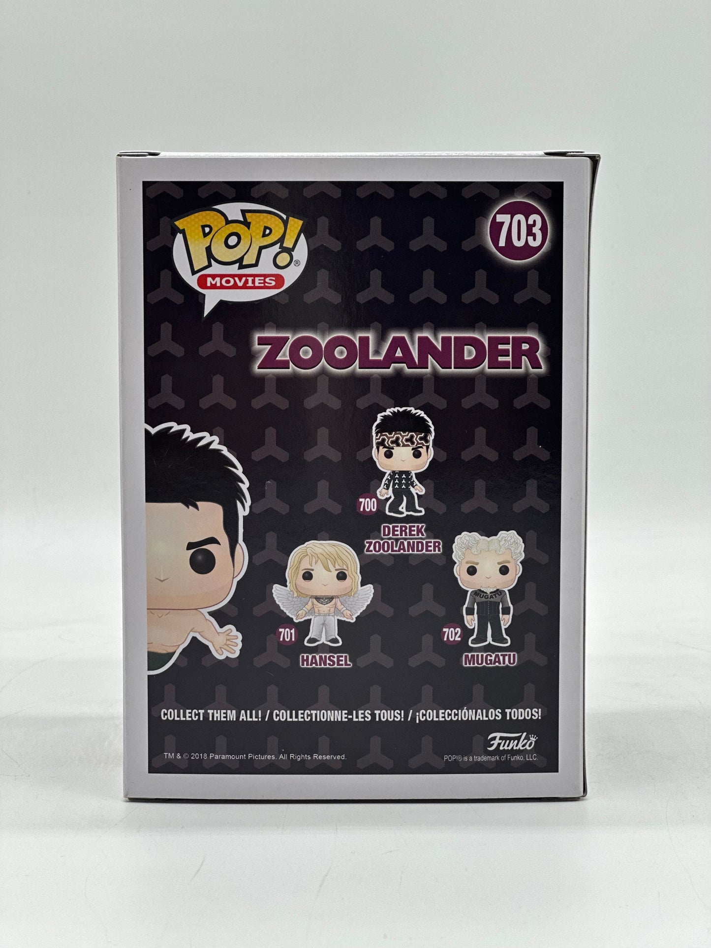 Pop! Movies Zoolander 703 Derek Zoolander Limited San Diego Comic Con 50 International Limited Edition