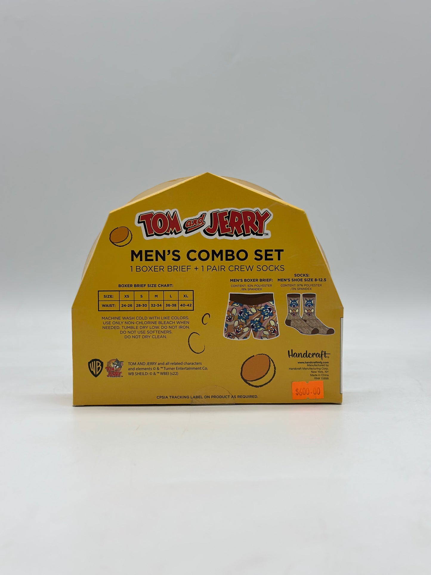 Tom And Jerry Men’s Combo Set Boxer Brief + 1 Pair Crew Socks Size M