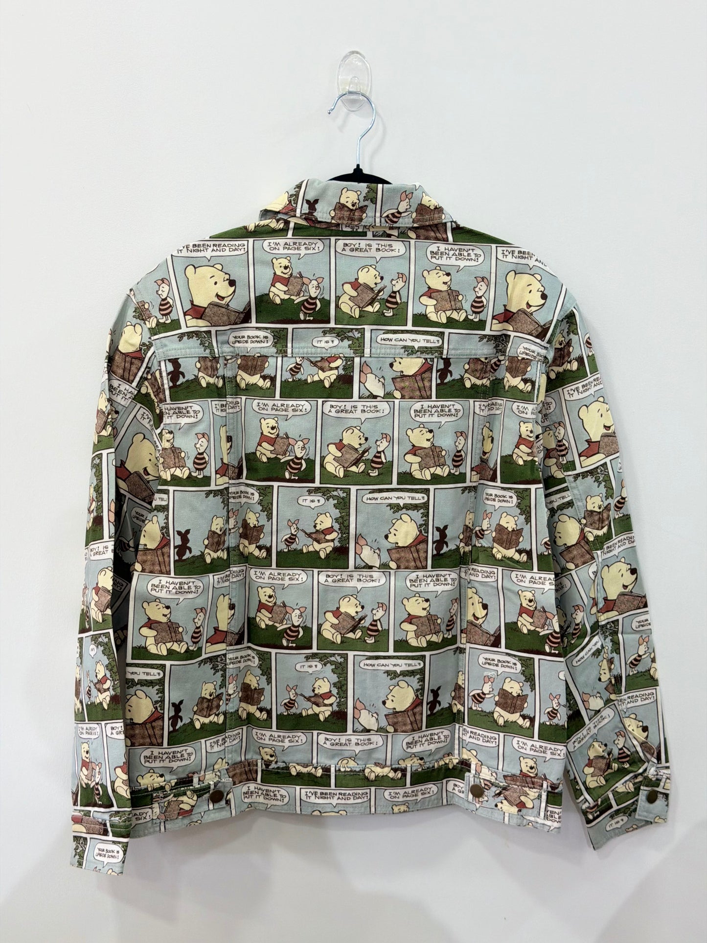 Disney Winnie The Pooh Comics Panels Allover Print Denim Jacket Large