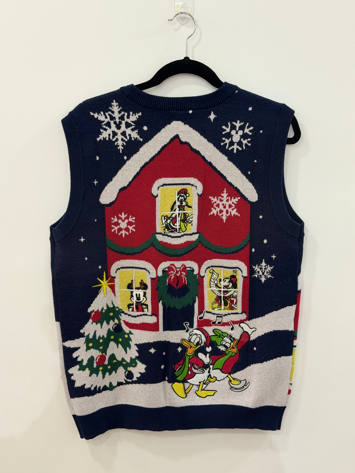 Disney Mickey Mouse & Friends Holiday Scene Sweater Vest Small