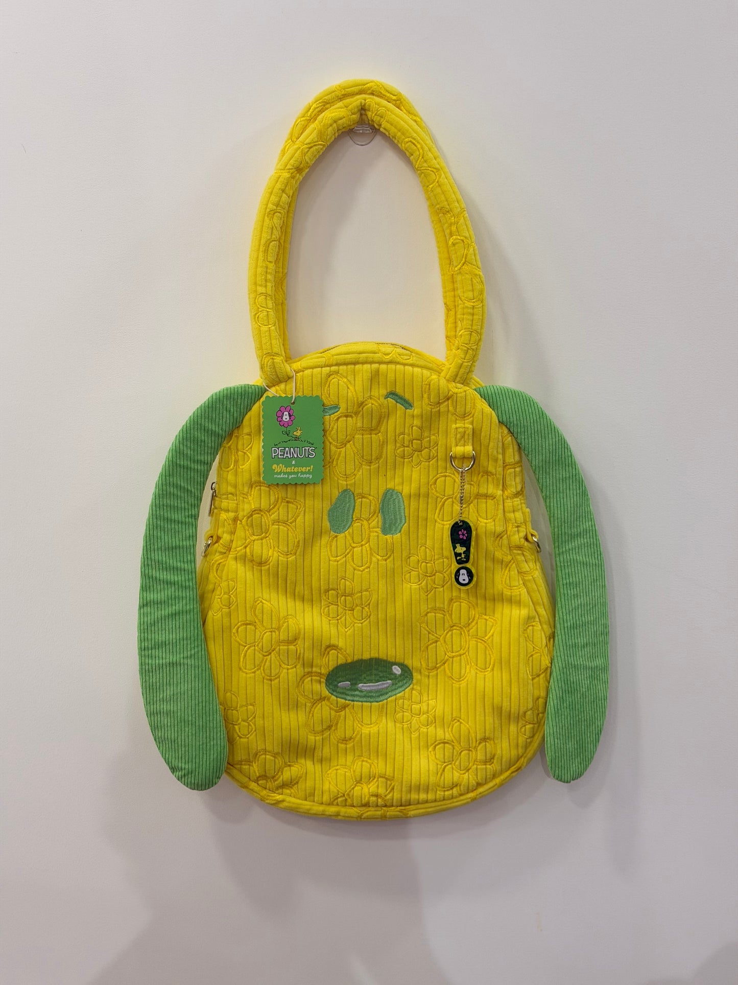 Peanuts Sherbet Spring Snoopy Head Oversized Corduroy Tote Bag