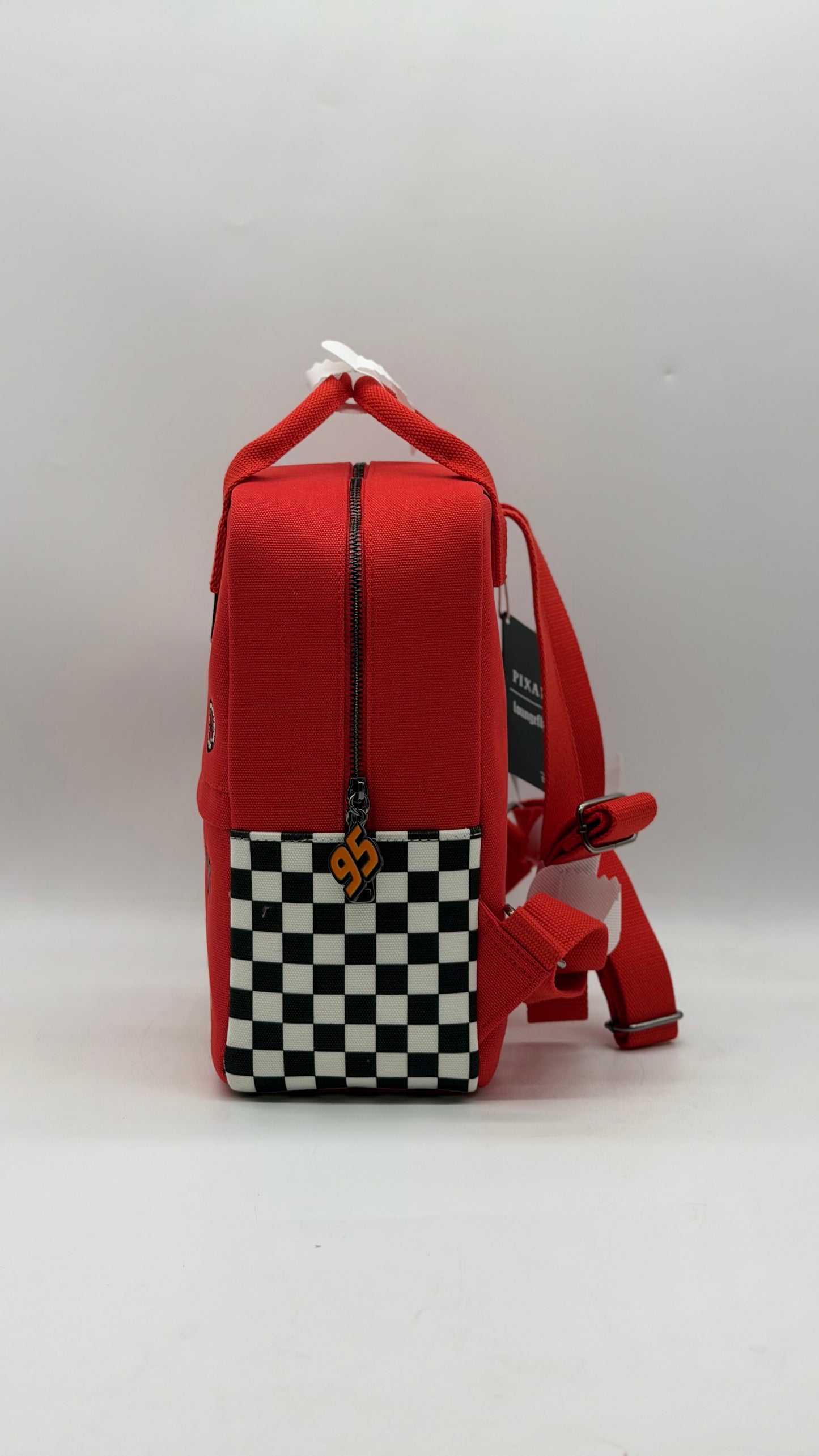 Disney Pixar Cars Lightning McQueen Embroidered Patches Canvas Backpack