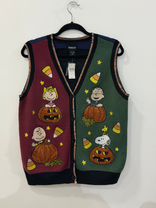 Peanuts Characters Halloween Color Block Sweater Vest Medium