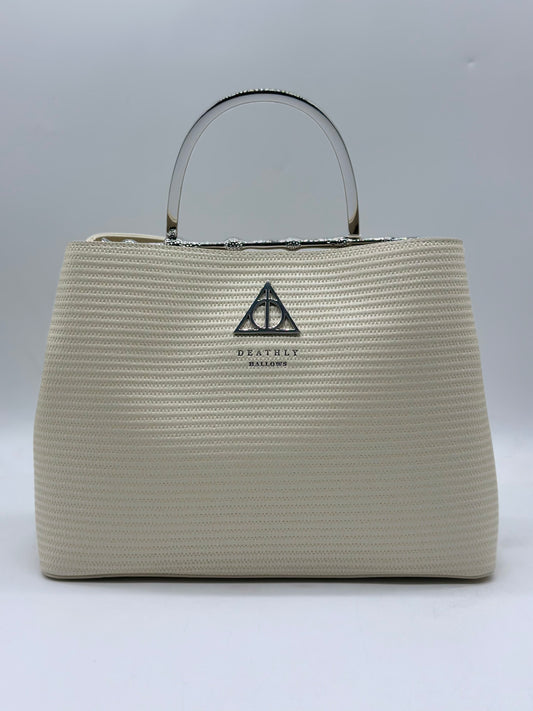 Harry Potter Deathly Hallows Elder Wand Raffia Texture Cream Handbag