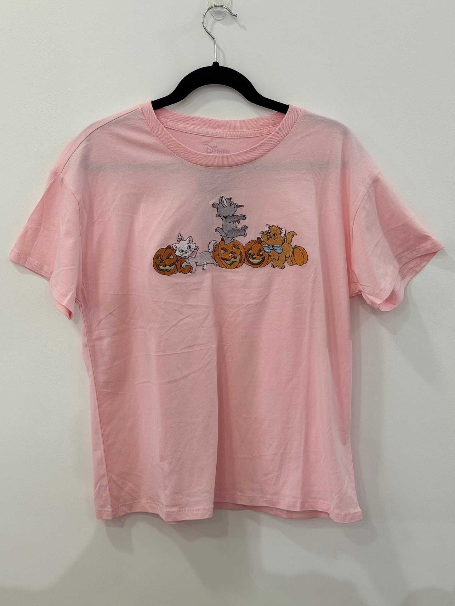 Disney The Aristocats Kittens & Jack O Lanterns Embroidered T-Shirt Medium