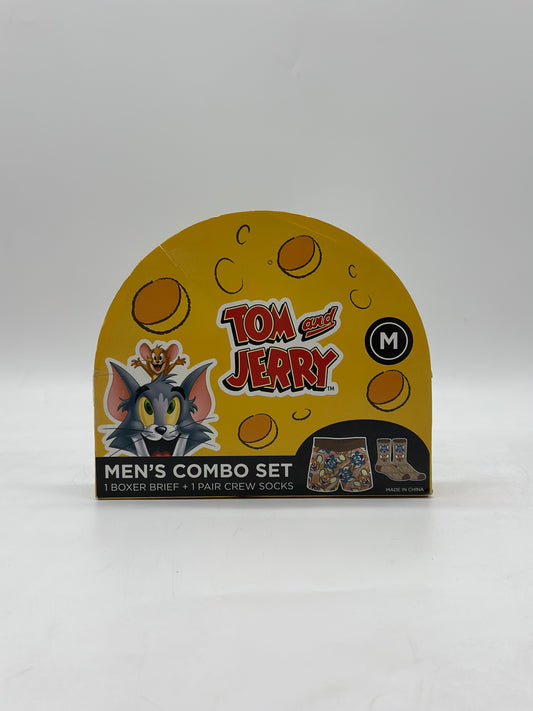 Tom And Jerry Men’s Combo Set Boxer Brief + 1 Pair Crew Socks Size M