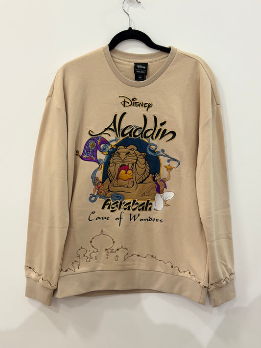 Disney Aladdin Genie Vintage Color Block Crewneck Large