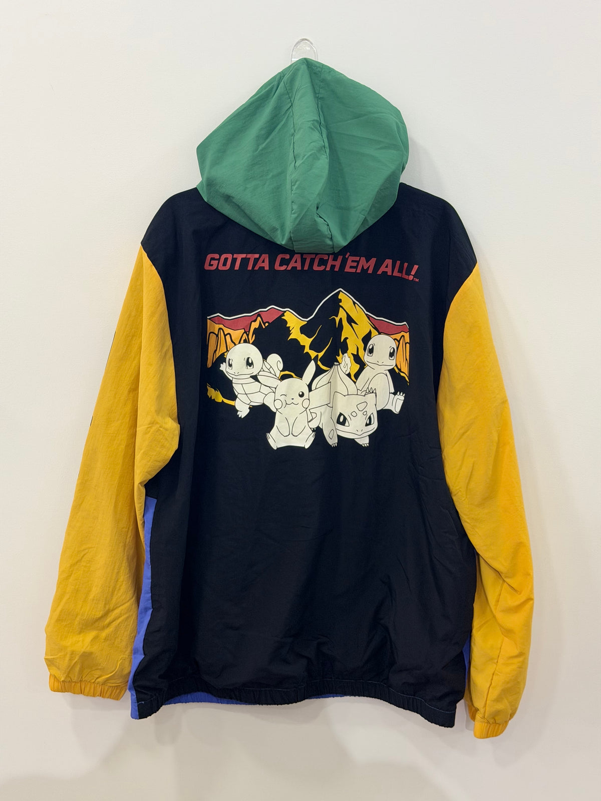 Pokemon Embroidered Patches Color Block Windbreaker Large