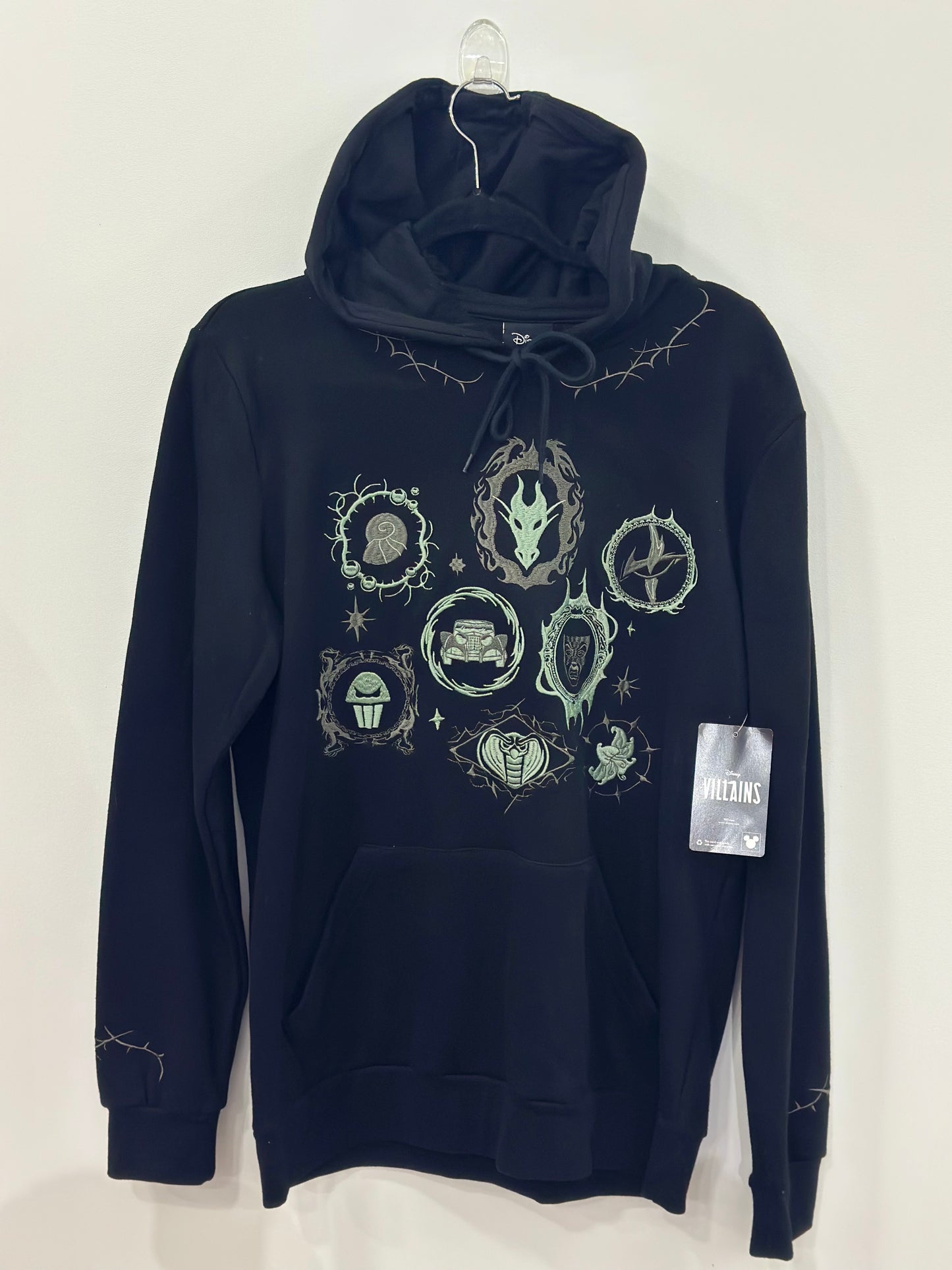 Disney Villains Icons Embroidered Hoodie Glows In The Dark Large