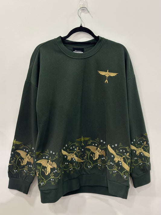 DreamWorks How To Train Your Dragon Toothless Floral Embroidered Crewneck Large