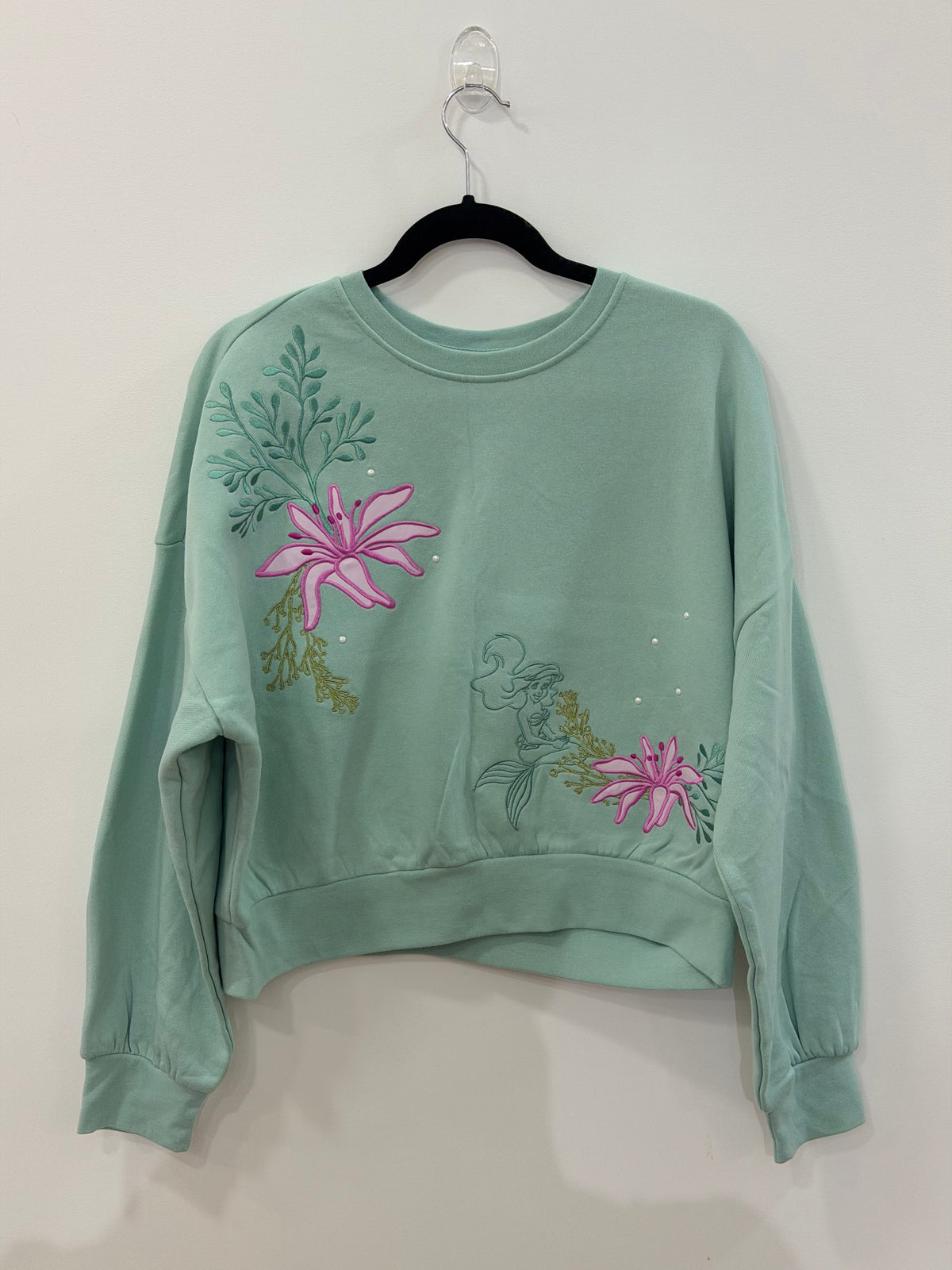 Disney The Little Mermaid Ariel Embroidered Cropped Crewneck Medium