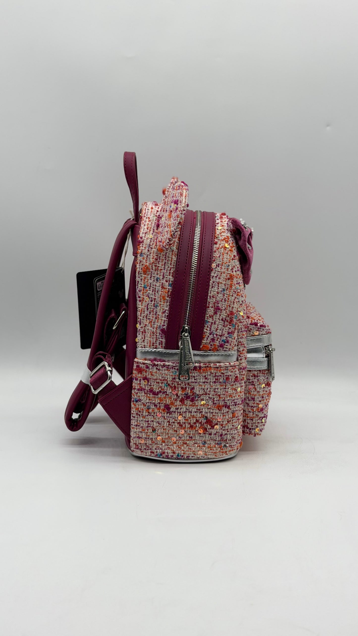 Disney Minnie Mouse Pink Boucle Fabric Ears Backpack