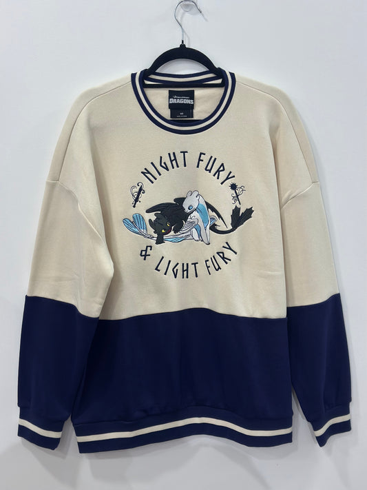 DreamWorks How To Train Your Dragon Toothless & Light Fury Panel Crewneck Medium