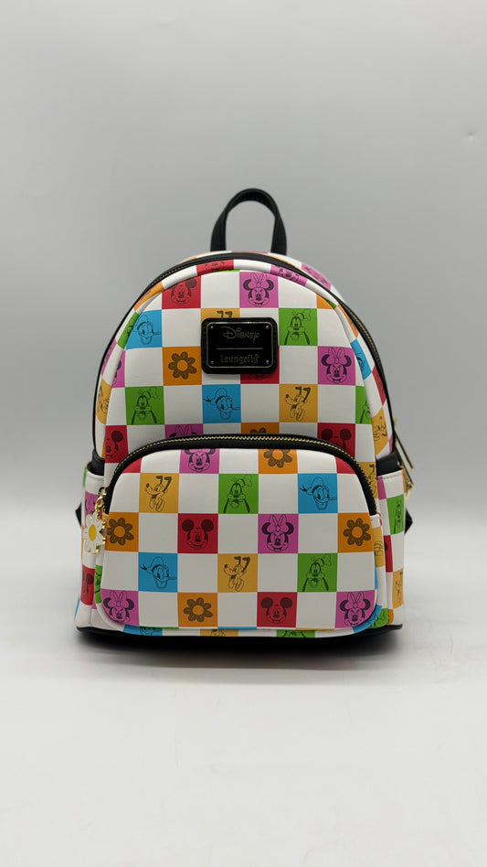 Disney Mickey And Friends Checkered Colorful Backpack