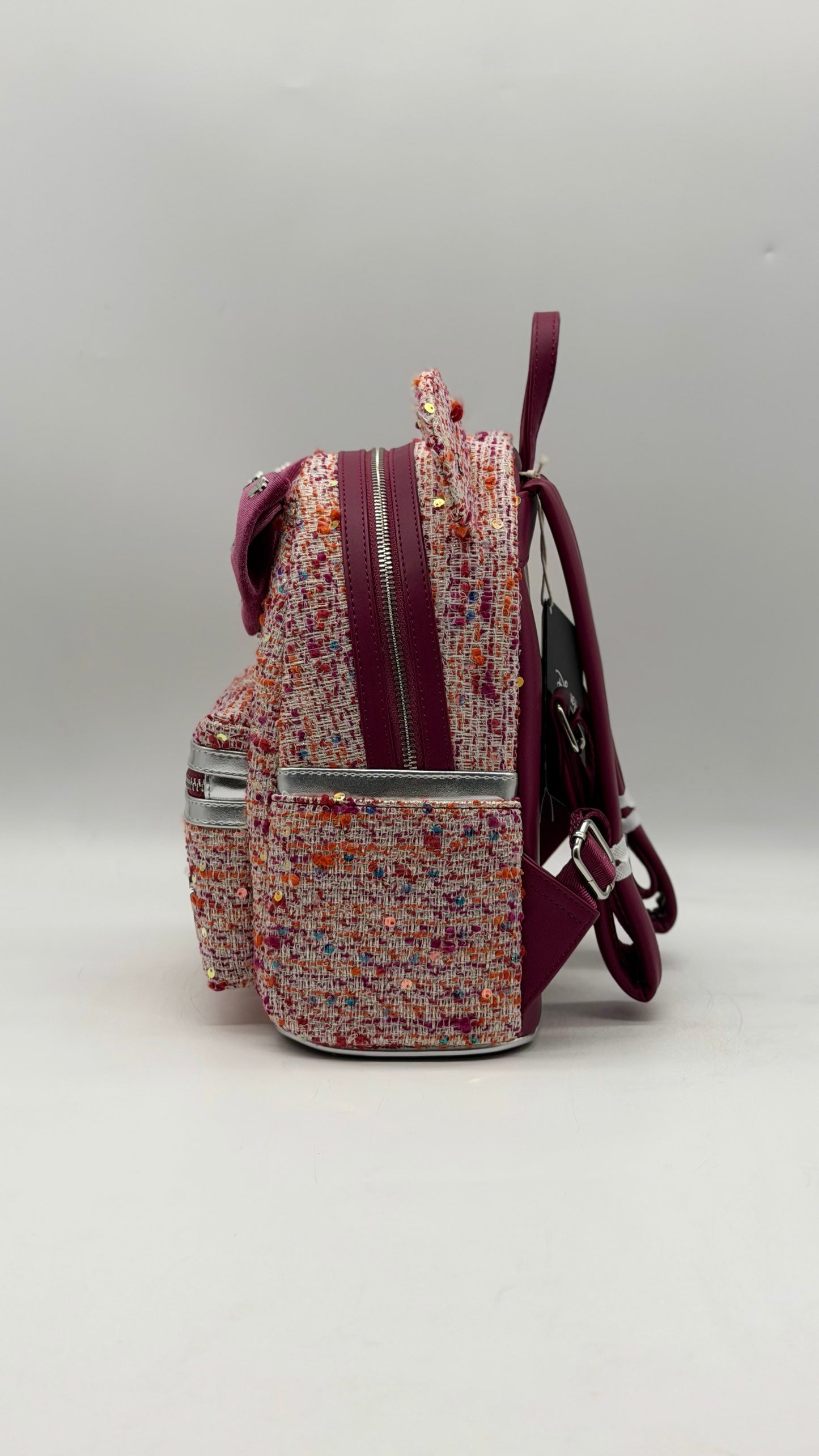Disney Minnie Mouse Pink Boucle Fabric Ears Backpack