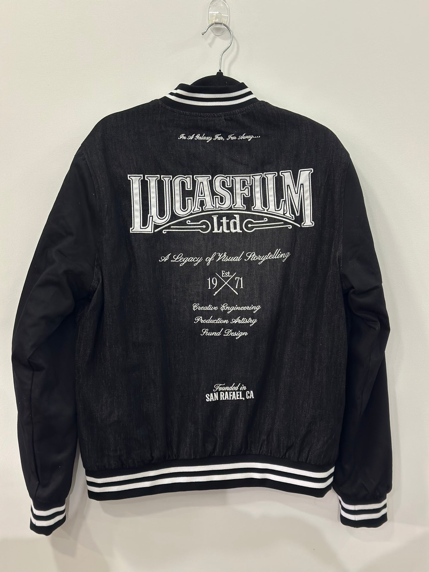 Disney Lucas Film Ltd. Denim Varsity Jacket Anniversary Medium