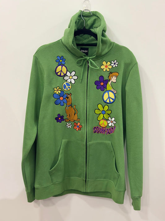 Scooby Doo Floral Embroidered Zippered Hoodie Medium