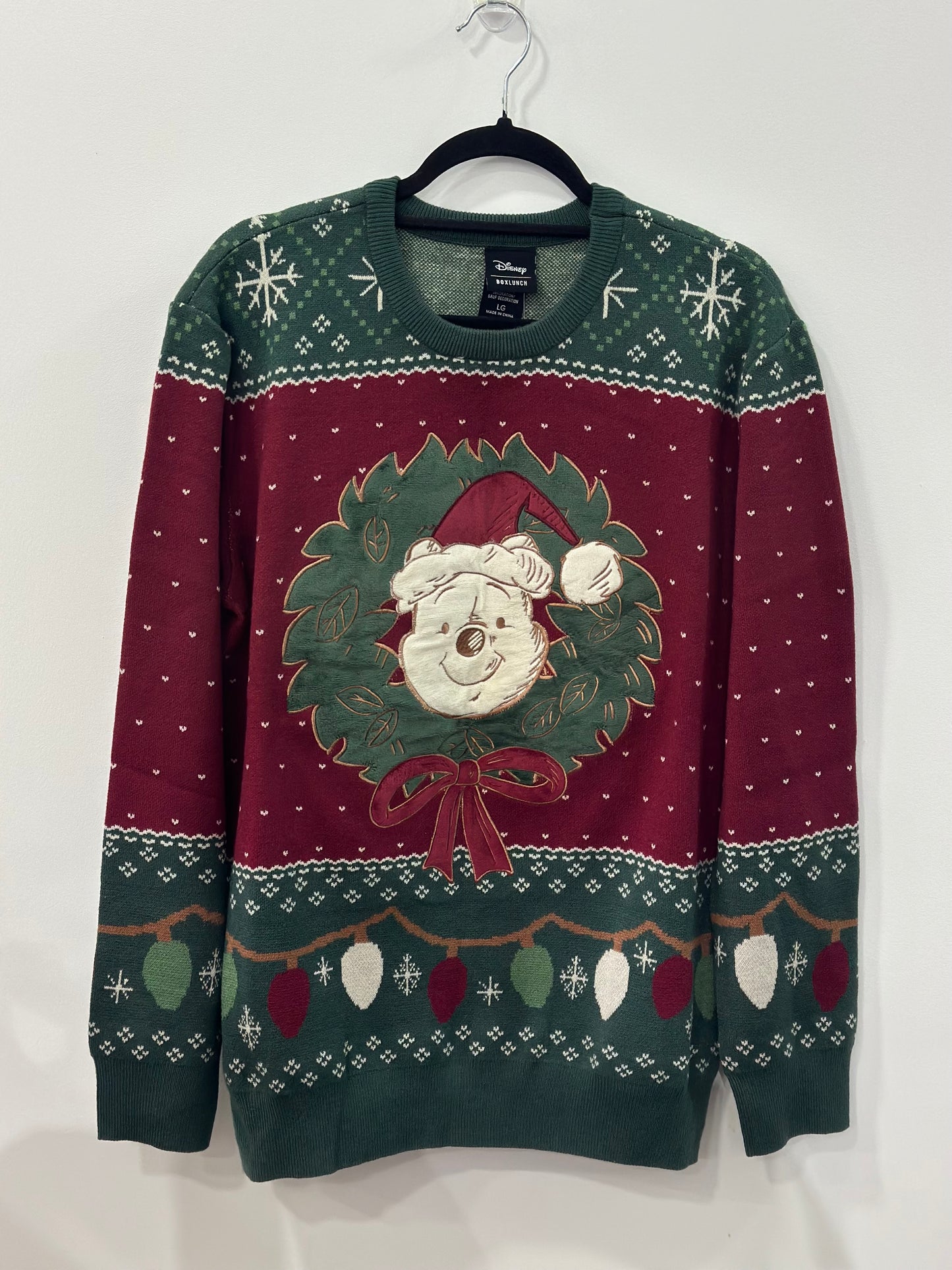 Disney Winnie The Pooh Wreath Pooh Bear Holiday Sweater Large