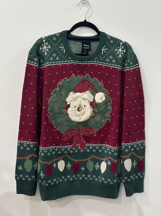 Disney Winnie The Pooh Wreath Pooh Bear Holiday Sweater Medium