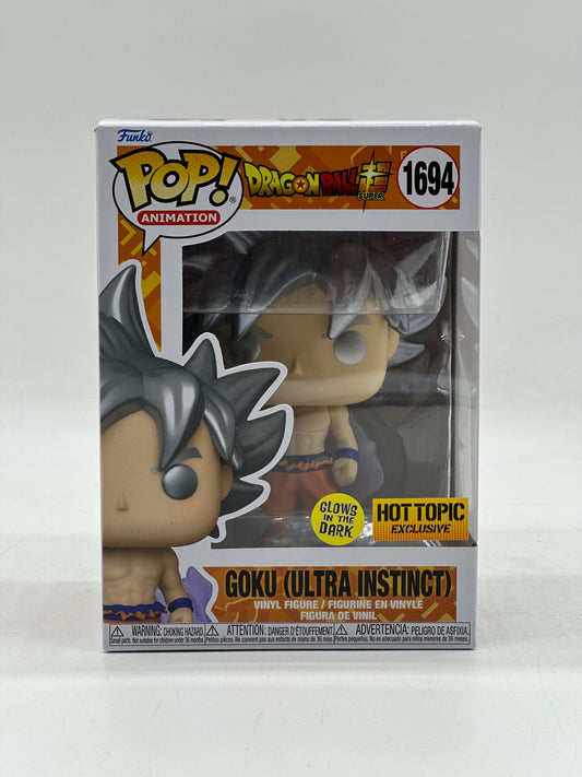 Pop! Animation Dragon Ball Z Super 1694 Goku (Ultra Instinct) Glows In The Dark HotTopic Exclusive