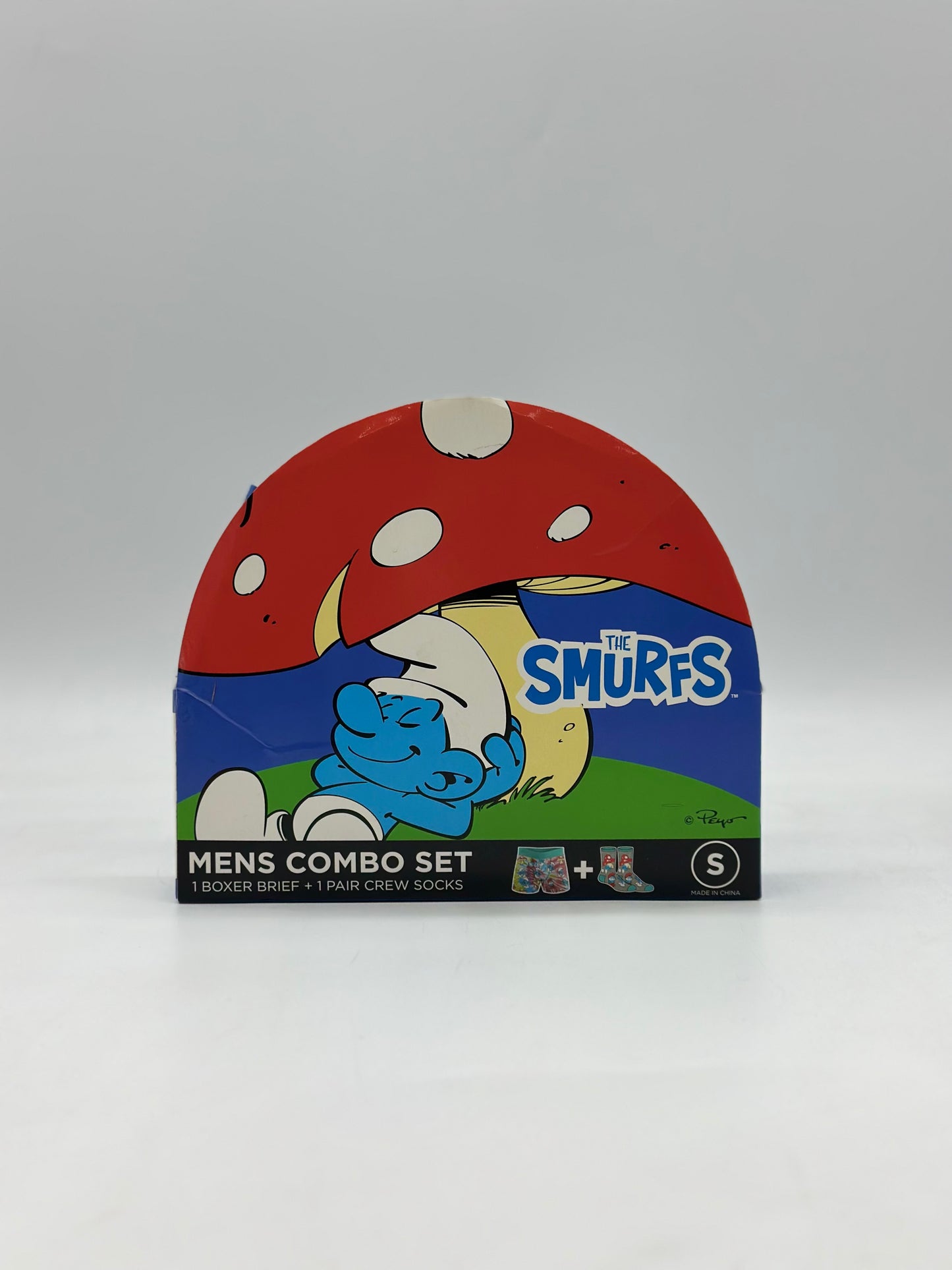 The Smurfs Men’s Combo Set Boxer Brief + 1 Pair Crew Socks Size S