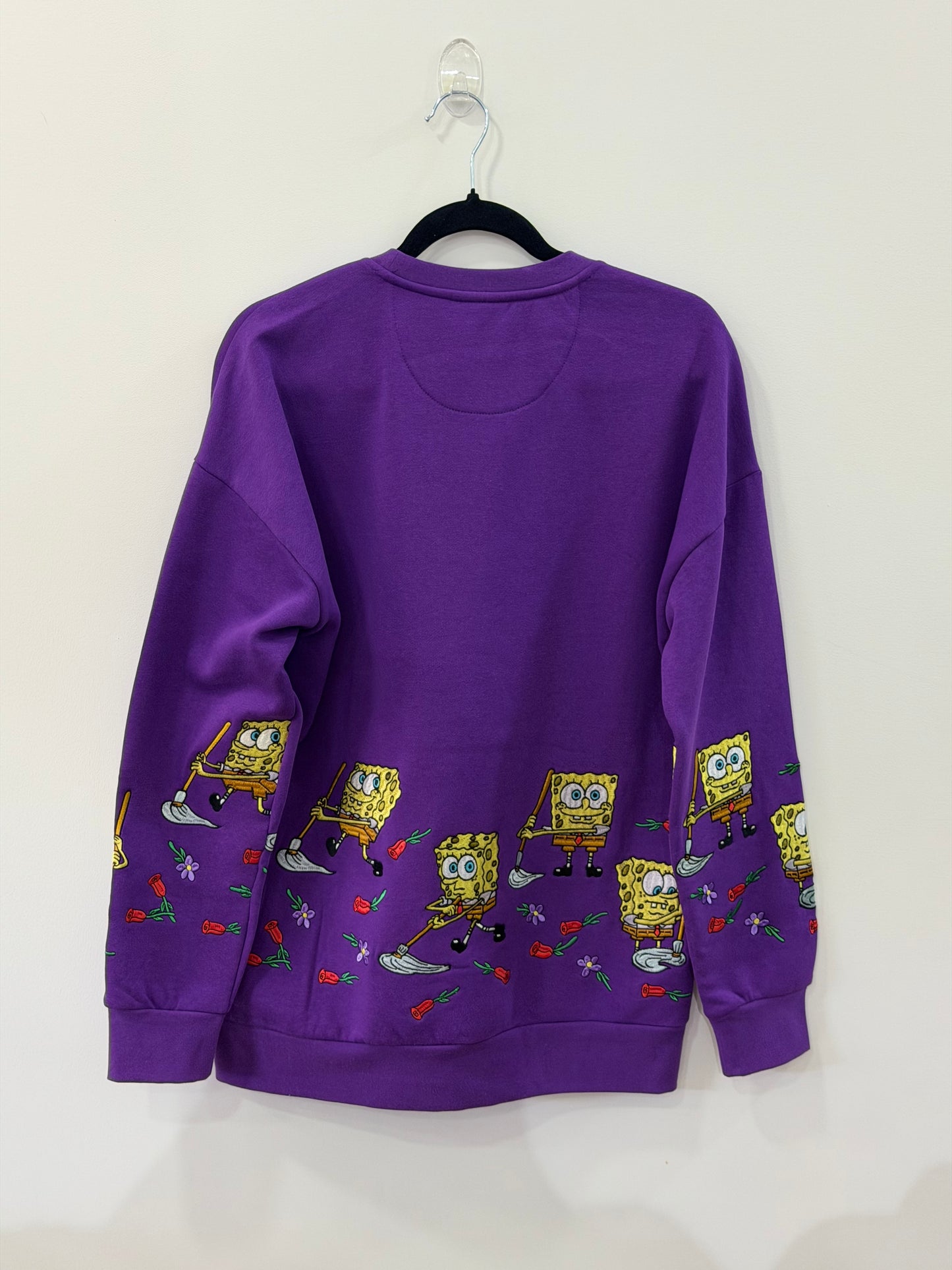 SpongeBob SquarePants Jelly Catching Embroidered Crewneck Small