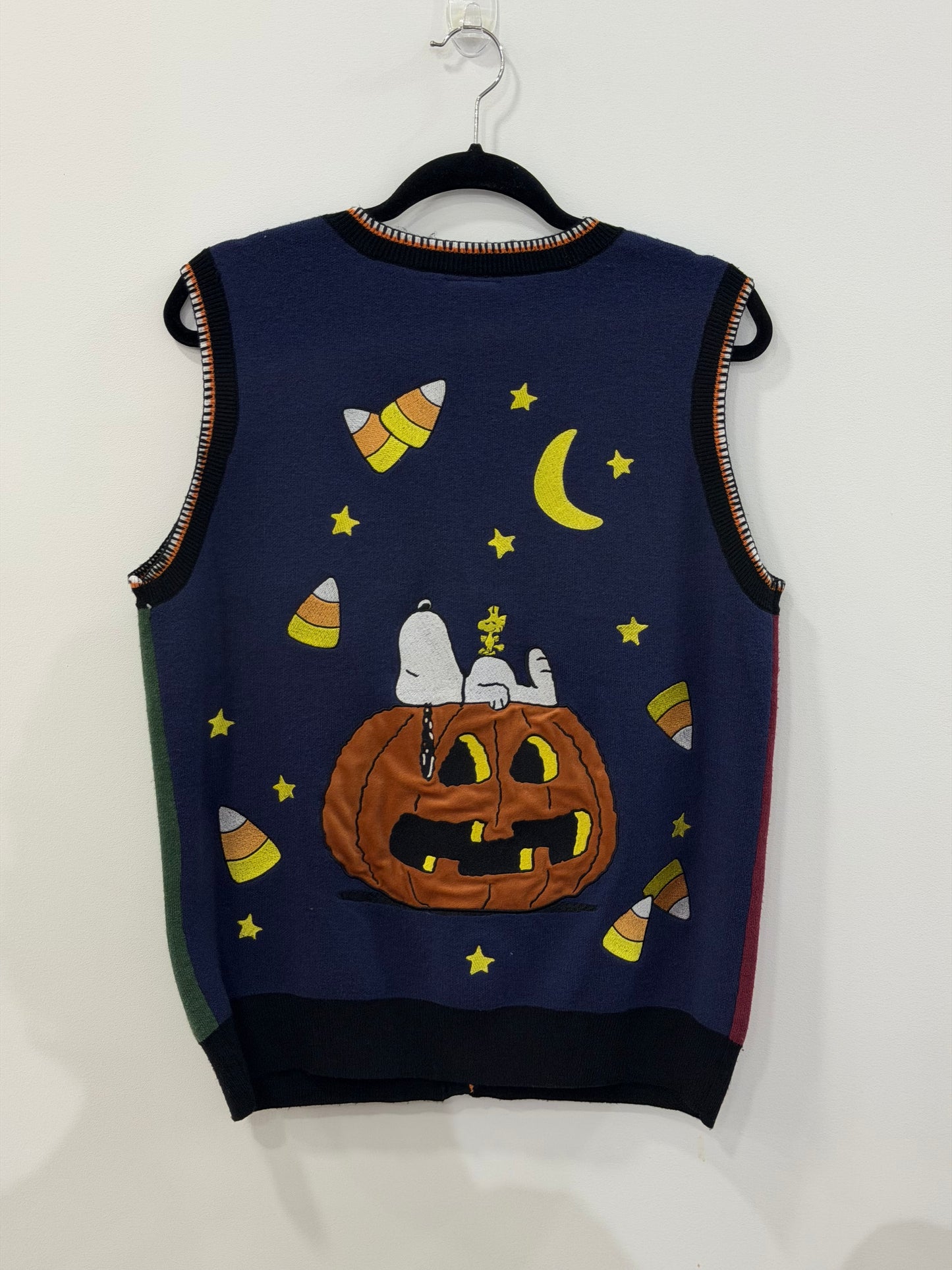 Peanuts Characters Halloween Color Block Sweater Vest Medium