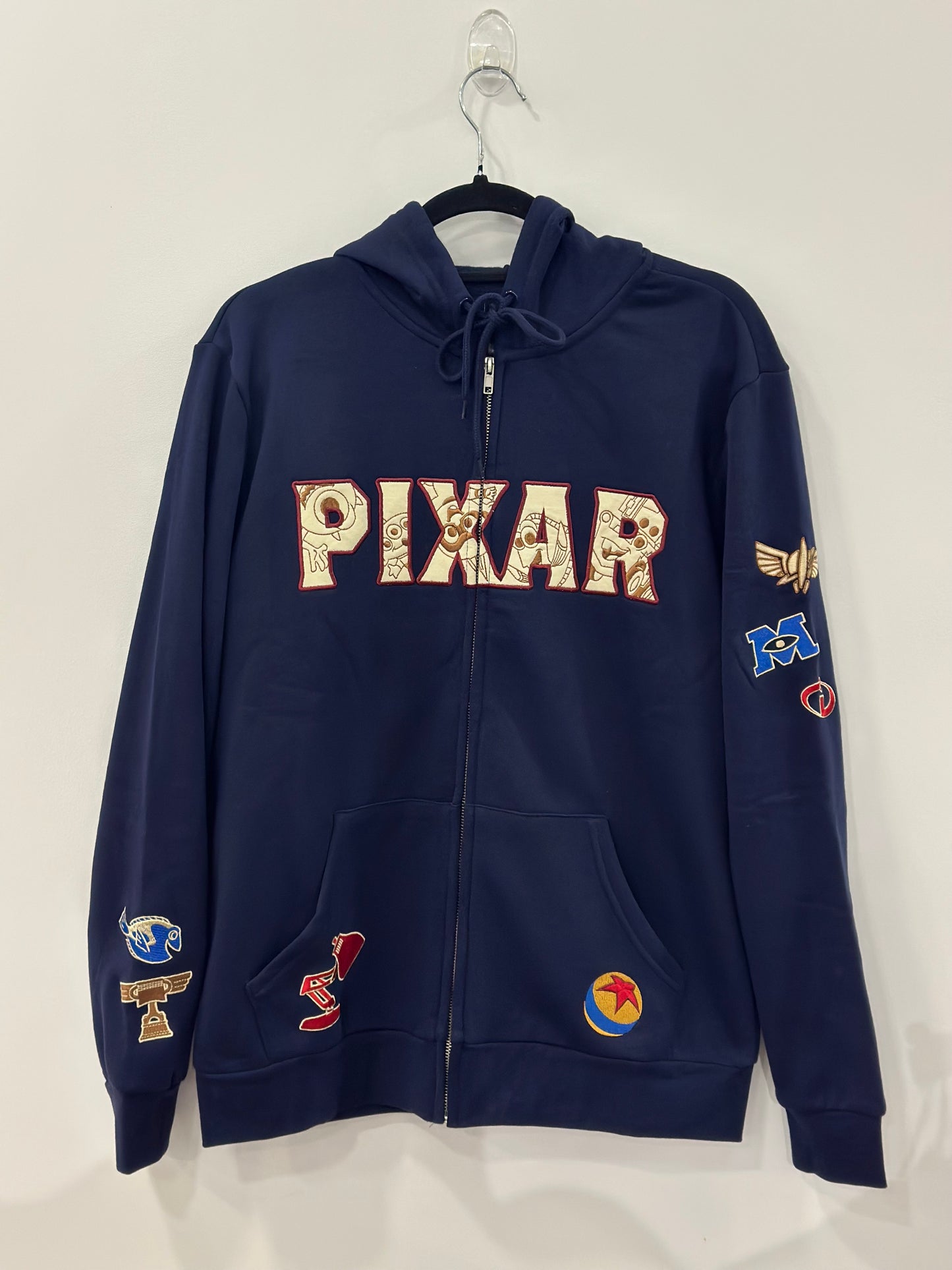 Disney Pixar Logo Icons Embroidered Hoodie Small