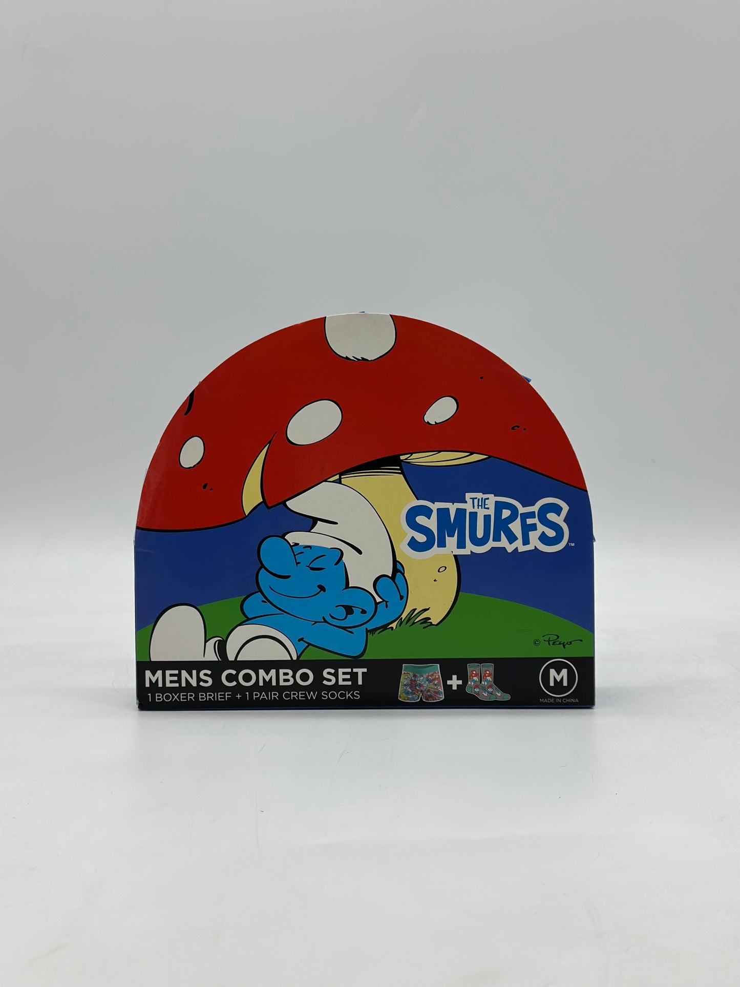 The Smurfs Men’s Combo Set Boxer Brief + 1 Pair Crew Socks Size M