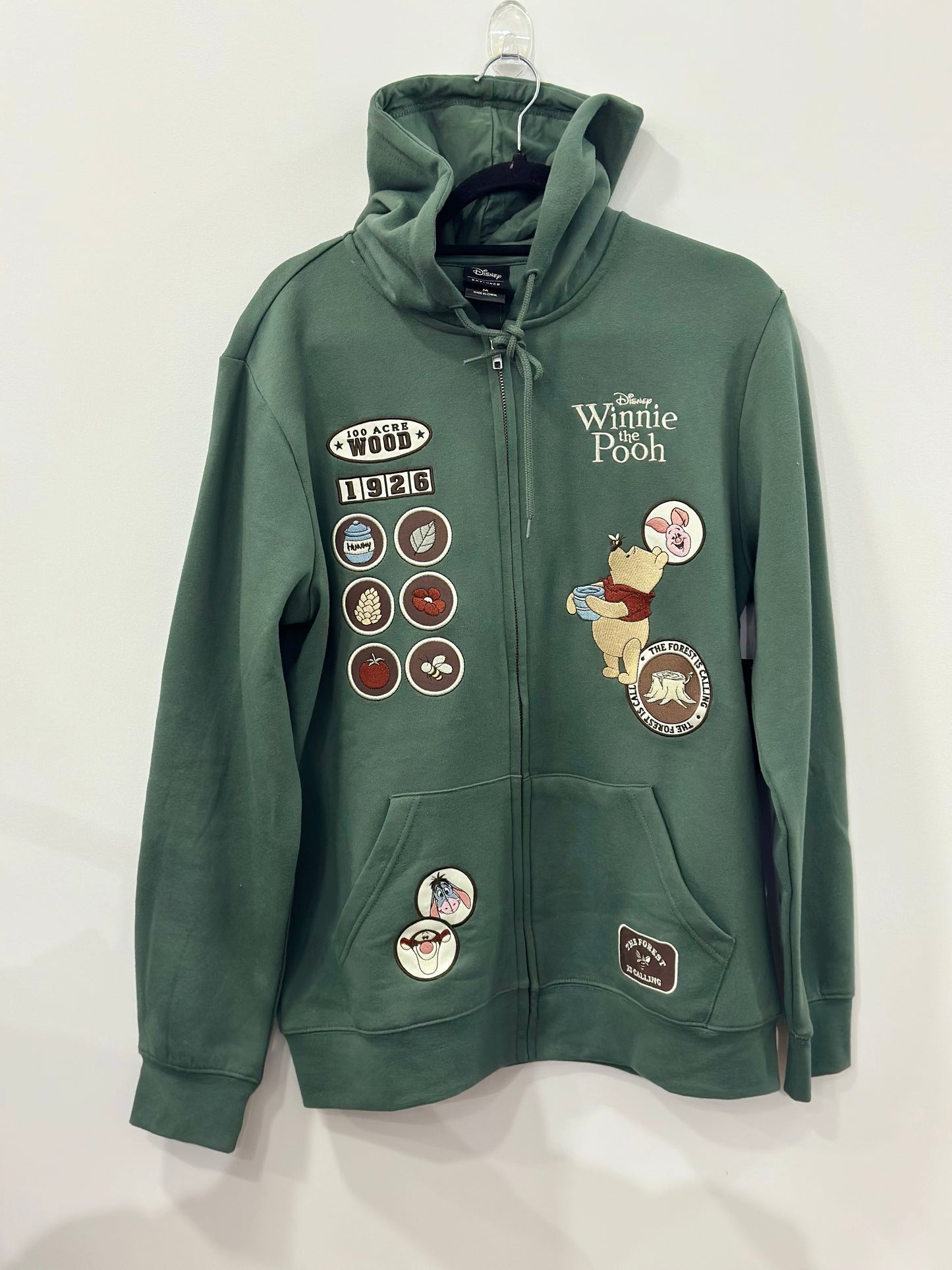 Disney Winnie The Pooh Badges Zippered Hoodie Medium