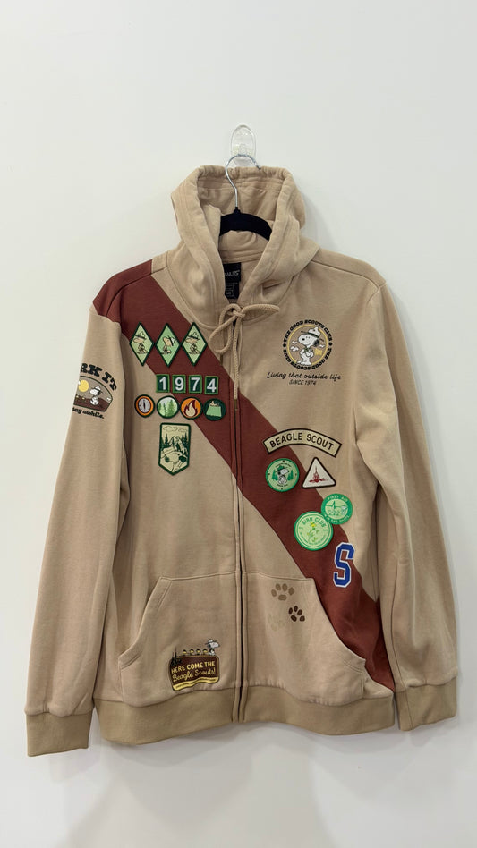 Peanuts Beagle Scout Badges Zippered Hoodie Snoopy Extra Small