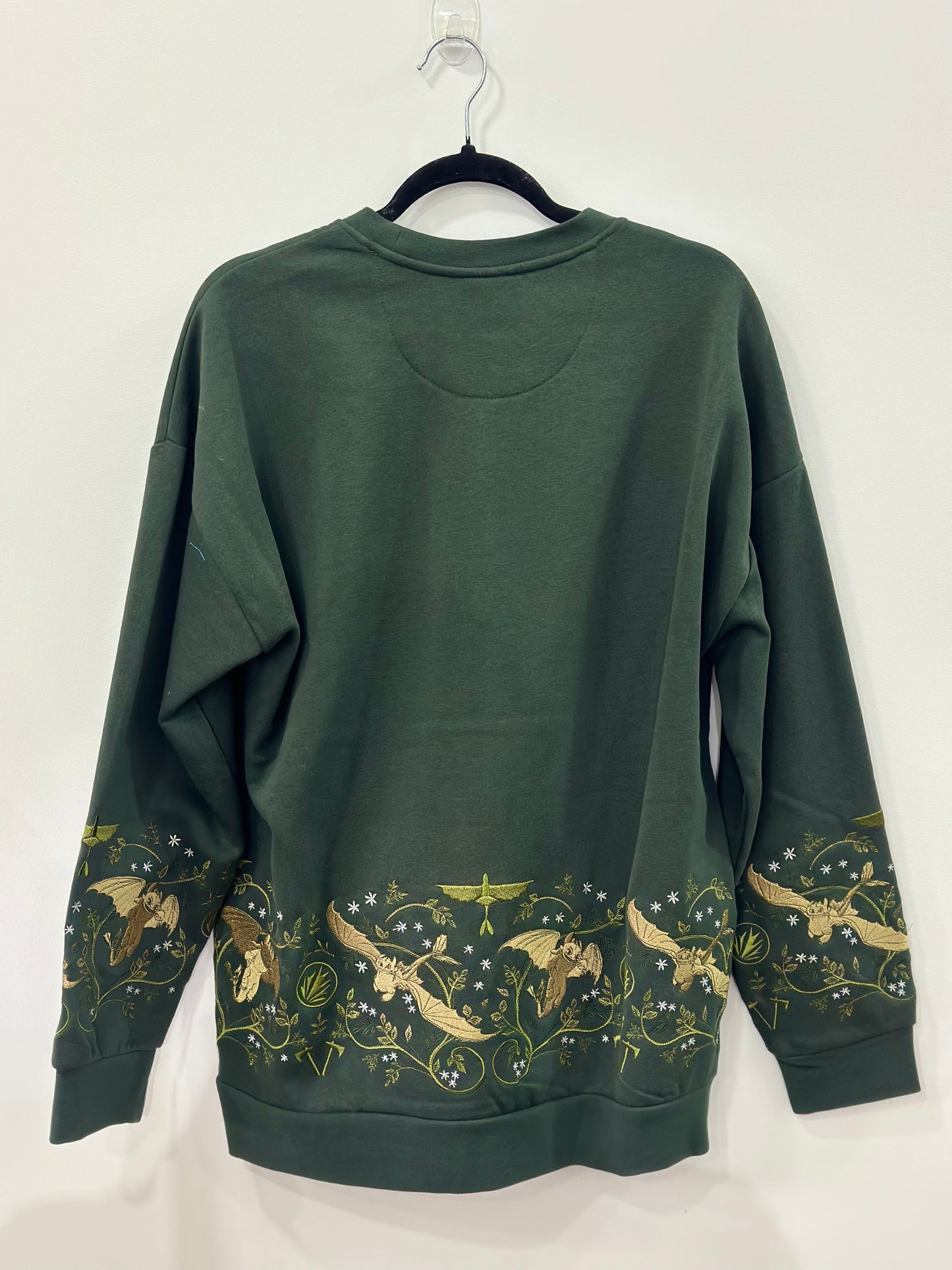 DreamWorks How To Train Your Dragon Toothless Floral Embroidered Crewneck Medium