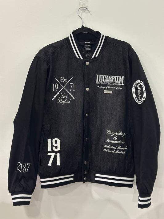 Disney Lucas Film Ltd. Denim Varsity Jacket Anniversary Large