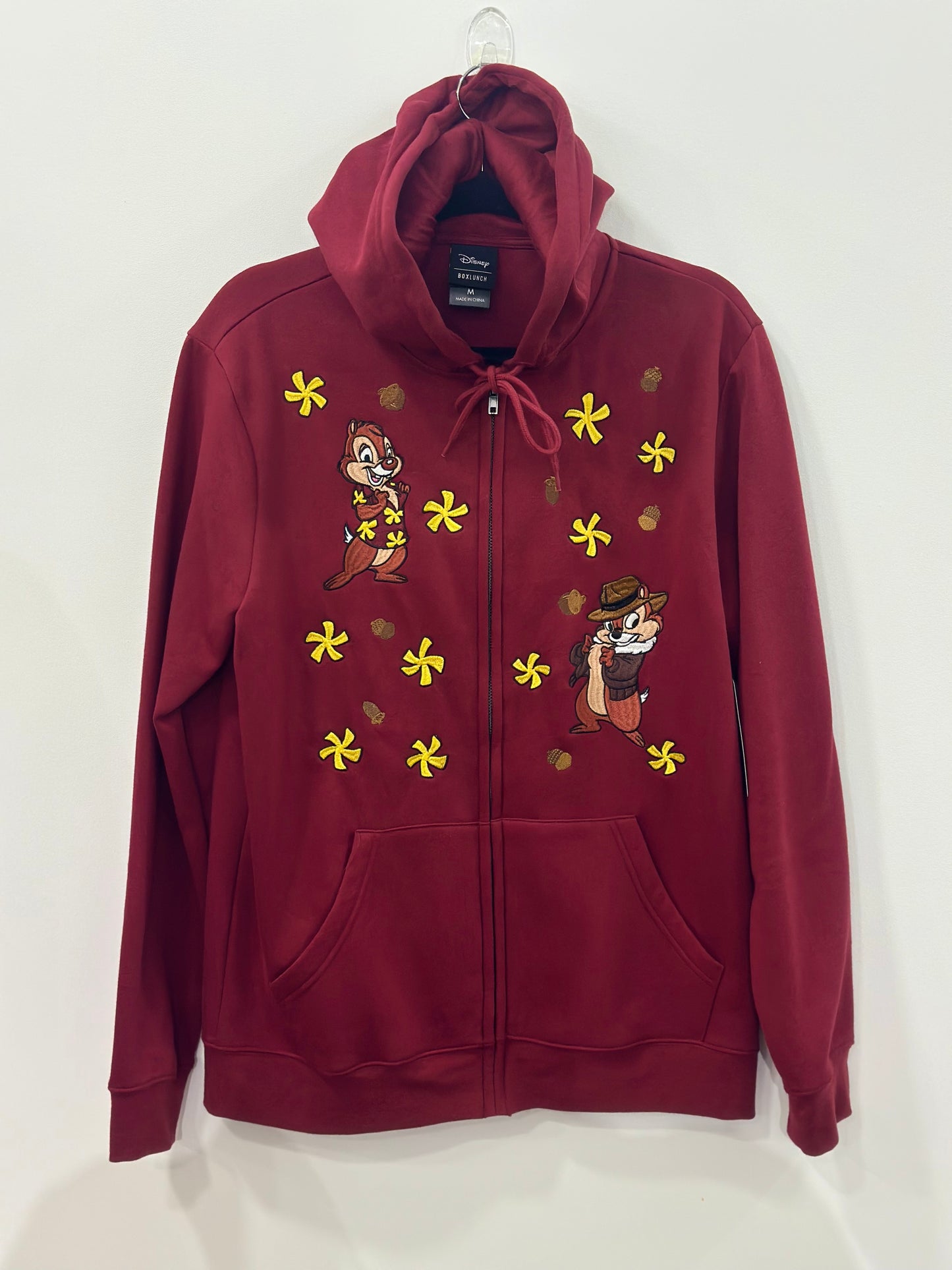 Disney Chip & Dale Floral Embroidered Zippered Hoodie Medium