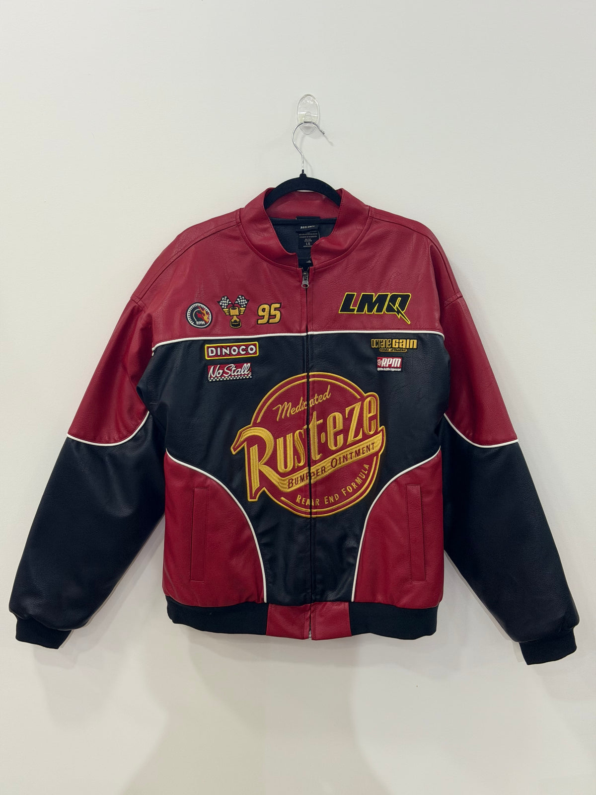 Disney Pixar Cars Lightning McQueen Faux Leather Racing Jacket Large
